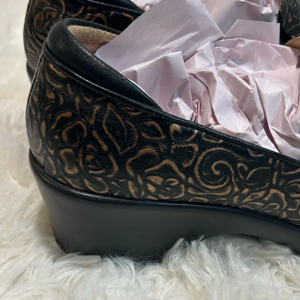 ALEGRIA EMMA Rose Bronze Bouquet Career Slip On Shoes size 37/ usa 7